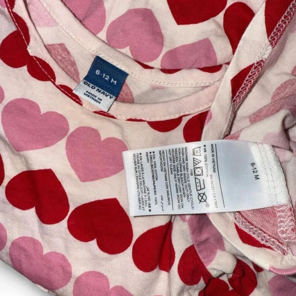 OLD NAVY BABY VALENTINE HEARTS T-SHIRT DRESS GIRLS‎ 6-12 MONTHS